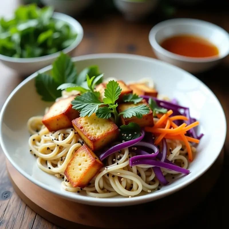 Bun Cha Vietnamita con Tofu y Vermicelli de Arroz: Receta Vegana en Wok