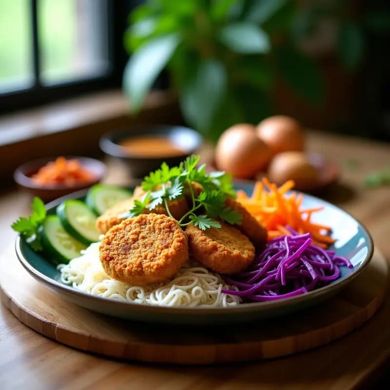 Bun Cha Vietnamita con Proteína de Soja Texturizada: Receta Vegana en Airfryer