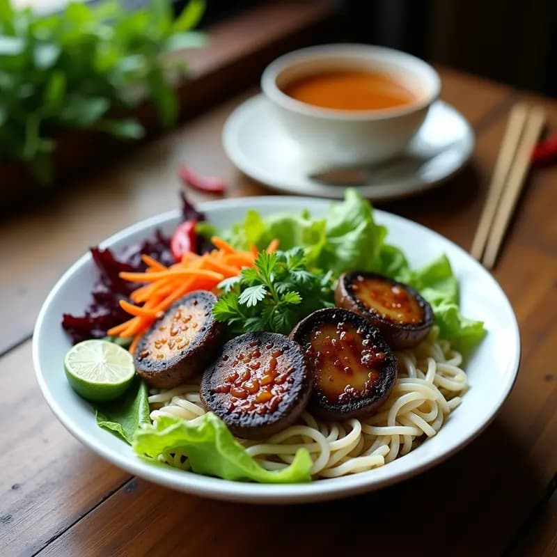 Bún Chả Vegano con Hamburguesas de Hongos Portobello: Receta Vietnamita Sin Carne