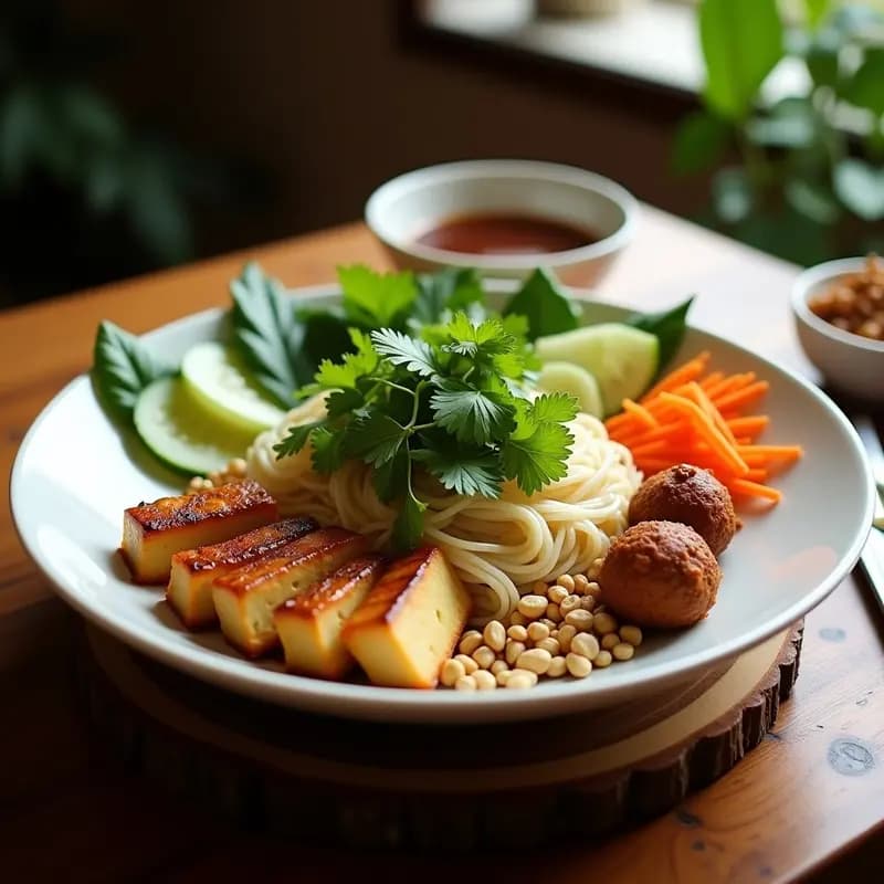 Bun Cha Vegano con Since de Tofu: Receta Vietnamita al Estilo Hanoi en Parrilla