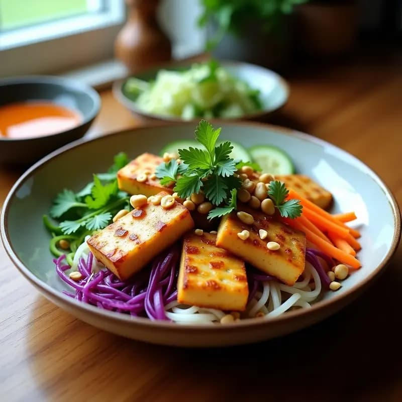 Bun Chả Vegano con Sincelejo de Tofu y Hierbas Vietnamitas: Receta Sin Carne y Alta en Proteína