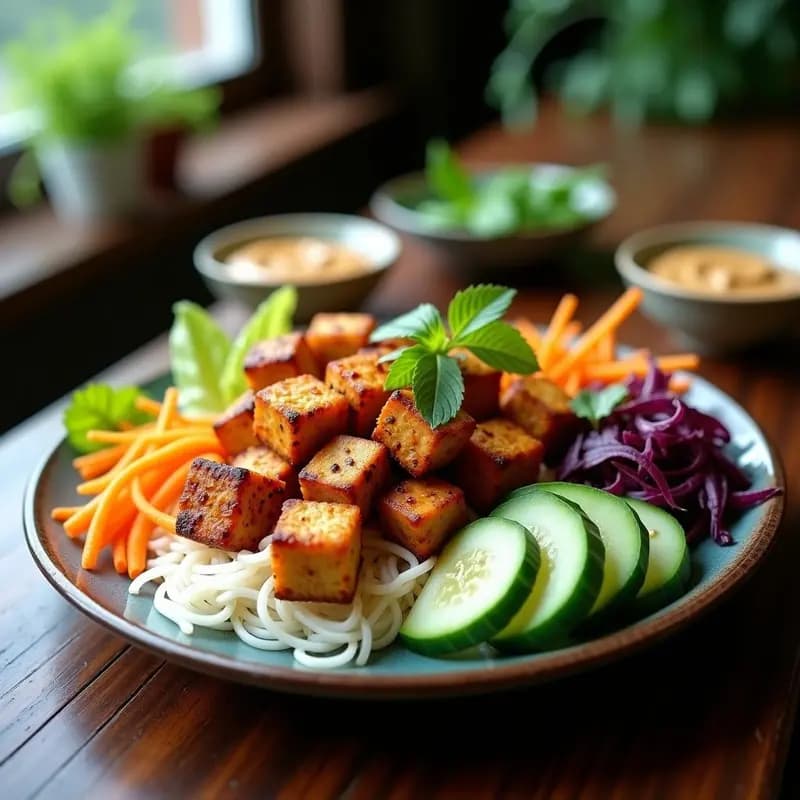 Bun Cha Vegano con Tofo Marinado: Receta Vietnamita en Airfryer y Baja en Grasas