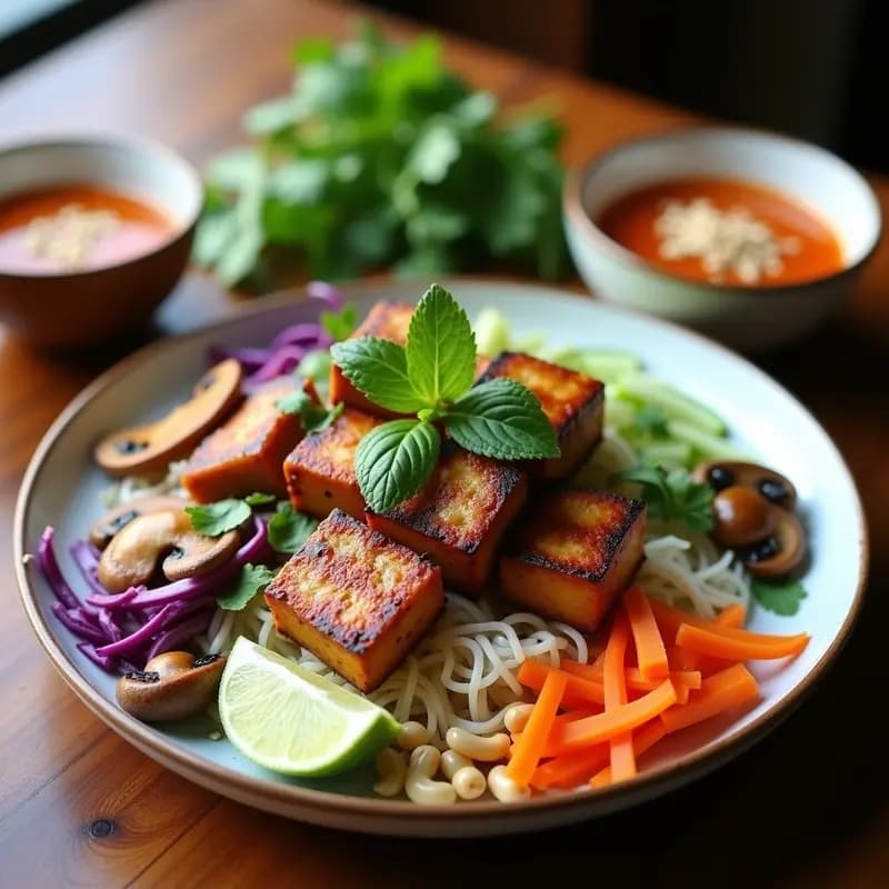 Bun Cha Vegano de Tofu y Hongos Ostra: Receta Vietnamita en Barbacoa