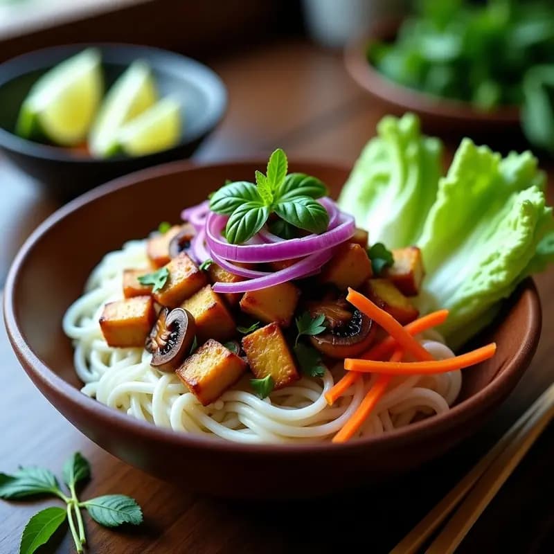 Bun Cha Vietnamita con Cerdo Vegetal: Receta de Hanoi Vegana en Sartén