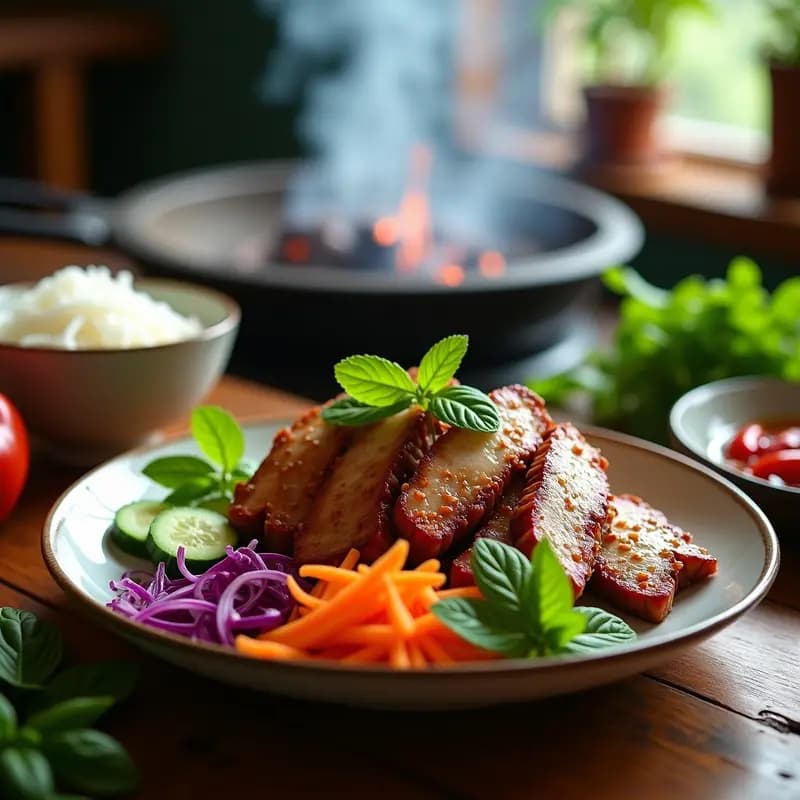 Bun Cha Vietnamita con Carnes Asadas y Hierbas Frescas: Receta Tradicional en 45 Minutos