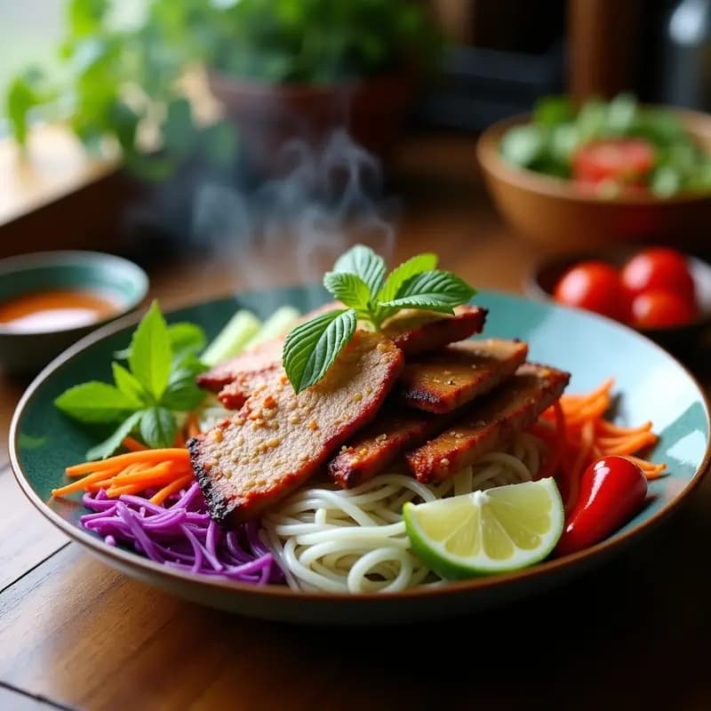 Bun Cha Vietnamita con Cerdo a la Parrilla y Fideos: Receta Authentica en 40 Minutos