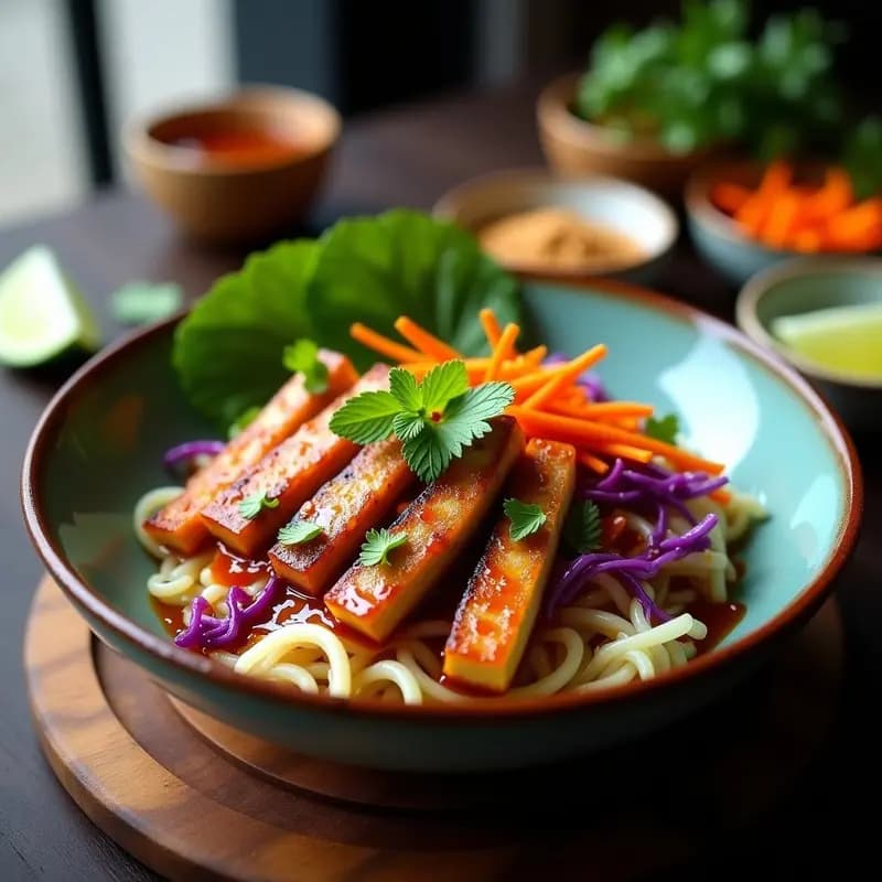 Bun Cha Vietnamita con Cerdo y Brochetas de Tofu: Receta en Sartén con Toque Auténtico