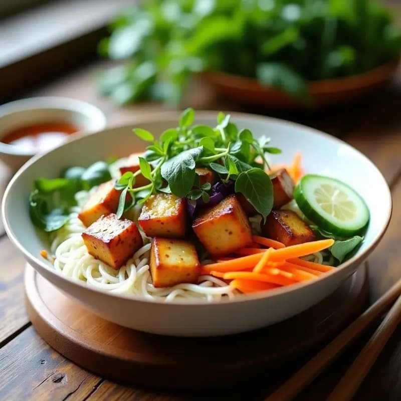 Bun Chay Vegano con Tofu y Hierbas Frescas: Receta Vietnamita Ligera y Detox