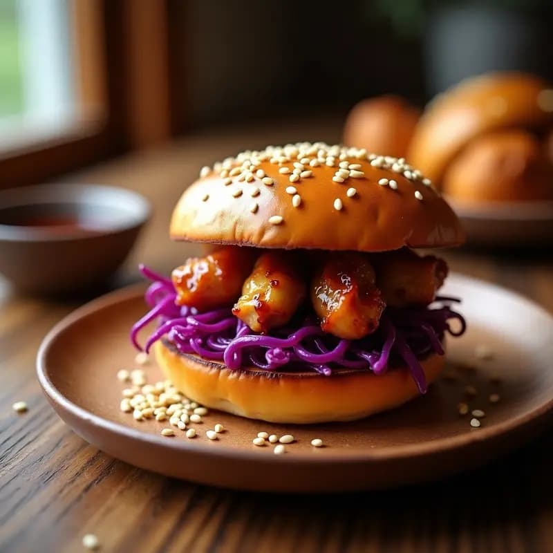 Bun de Pollo Teriyaki y Col Morada: Receta Japonesa en Airfryer y Sin Gluten