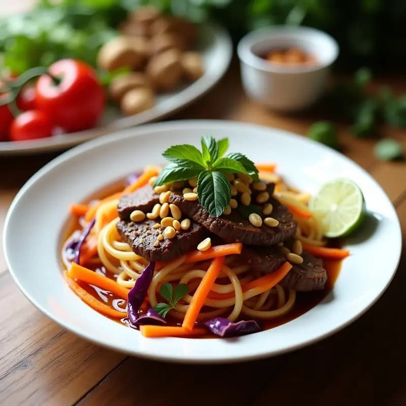 Bun Xao de Ternera con Verduras Salteadas: Receta Vietnamita en Wok Rápida