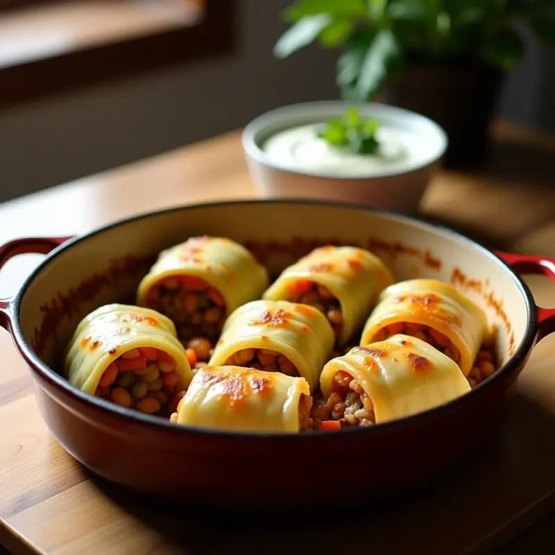 Bunarash de Carne de Pollo y Verduras: Pastel Ruso en Hojas de Repollo