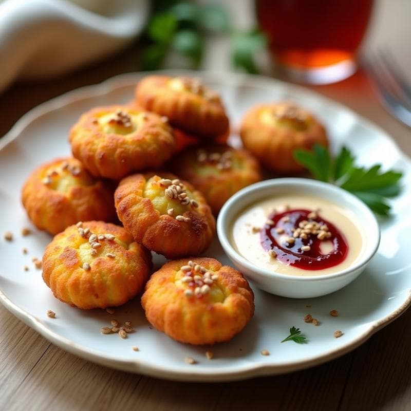 Bunas de Garbanzos con Salsa de Tahini y Granadina: Aperitivo Armenio en Airfryer