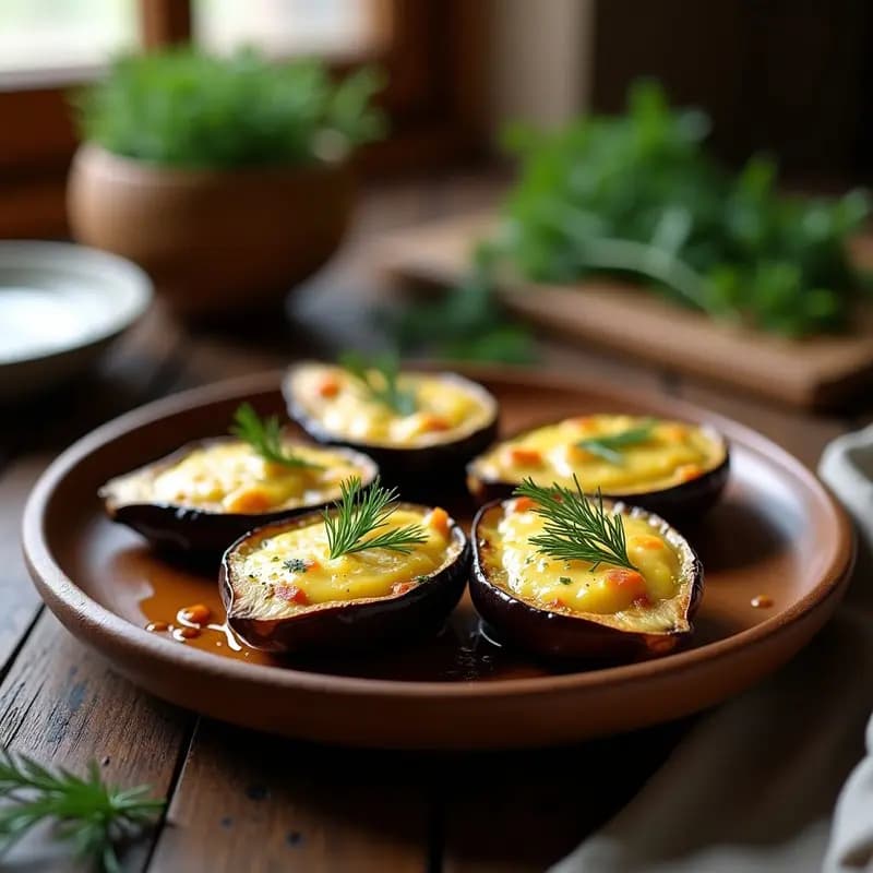 Bunce de Berenjena y Queso Telemea: Receta Rumana en Airfryer Sin Masa