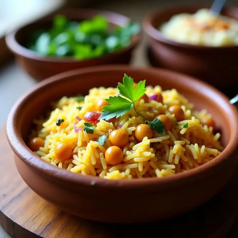 Bunia Chawal Indio: Arroz con Garbanzos y Especias para una Cena Vegana