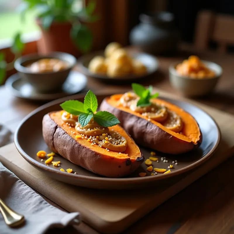 Buniato Asado con Mantequilla de Cacahuete y Canela: Desayuno Canario Energético