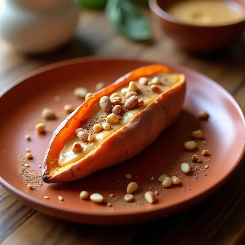 Buniato al Horno con Mantequilla de Almendras y Canela: Desayuno Canario Vegano