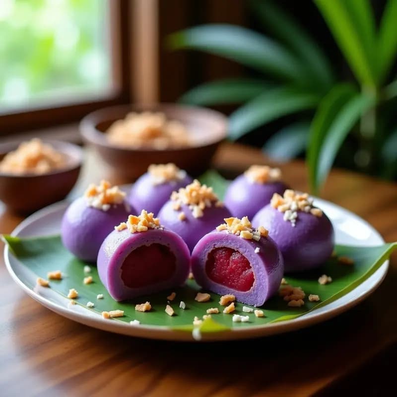 Bunii Mochi Hawaiano con Relleno de Anko: Postre Tradicional Sin Horno