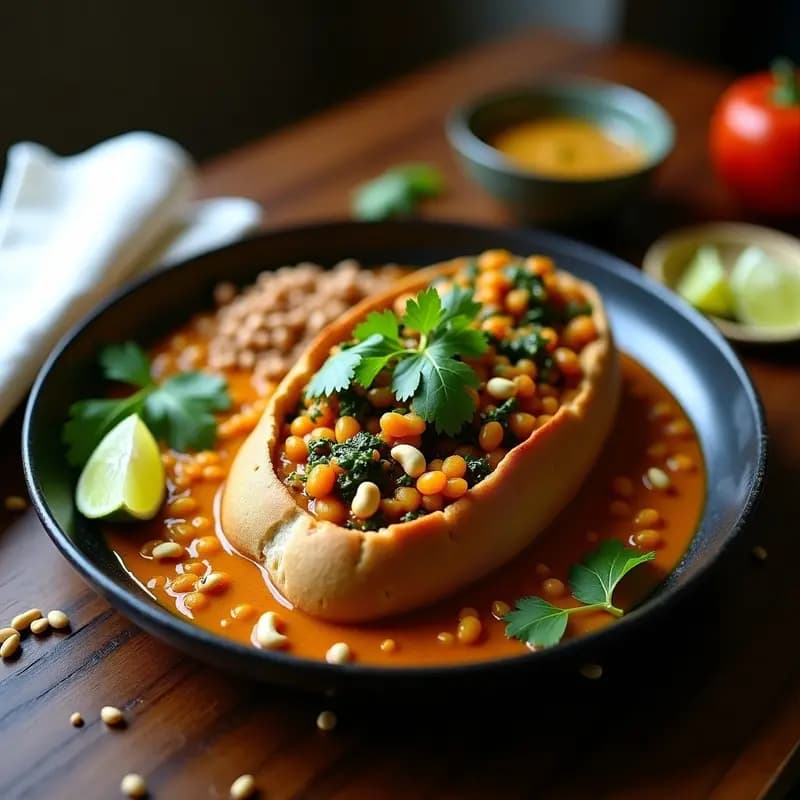 Bunny Chow de Lentejas y Curry: Receta Sudafricana Vegana en Pan Integral