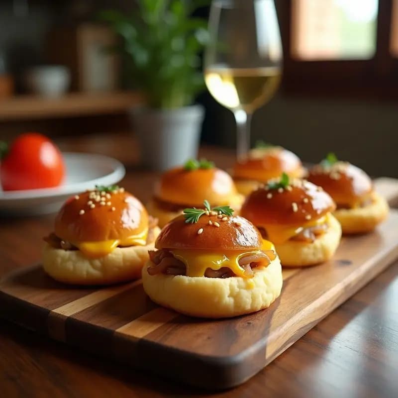 Buns de Camembert y Cebolla Caramelizada: Aperitivo Francés en Airfryer con mostaza de Dijon