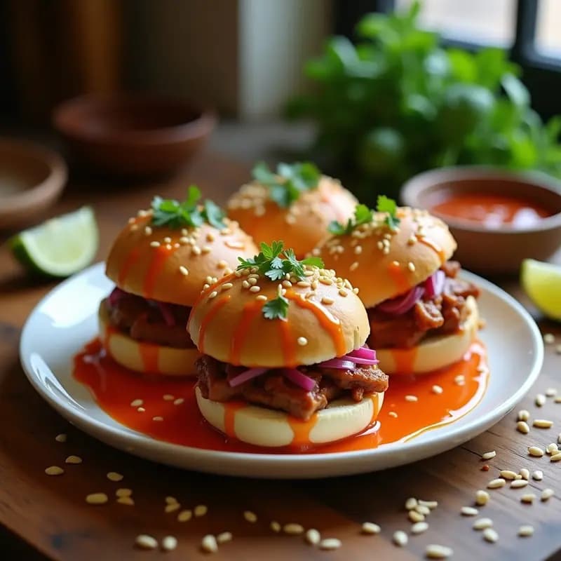 Buns de Carnitas con Salsa de Chipotle y Piña: Receta China-Mexicana al Vapor en Airfryer