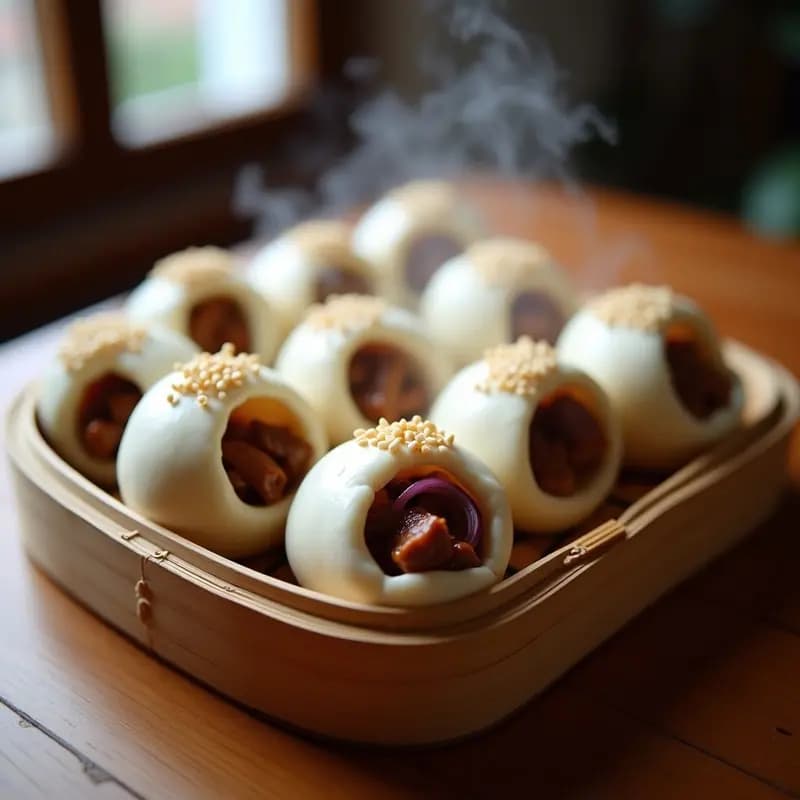 Buns de Cerdo Desmenuzado al Hoisin: Receta China en Vaporera con Toque Dulce-Salado