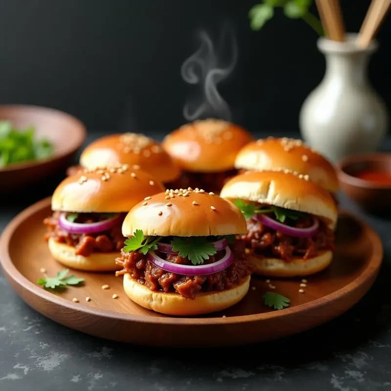 Buns de Cerdo Desmenuzado con Salsa Hoisin: Receta China para Hamburguesas Asiáticas