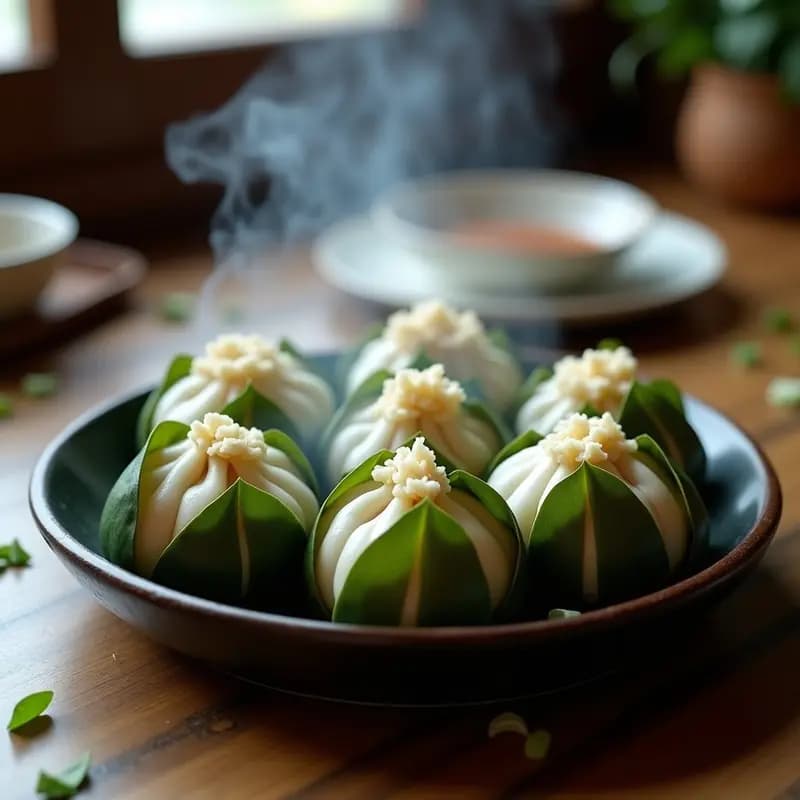 Buns de Cerdo al Vapor con Hojas de Lotus: Receta China Tradicional en 20 Minutos