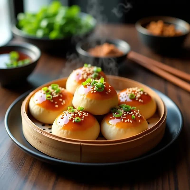 Buns de Cerdo al Vapor con Salsa de Ostra Vegetal: Receta China Keto y Baja en Carbohidratos