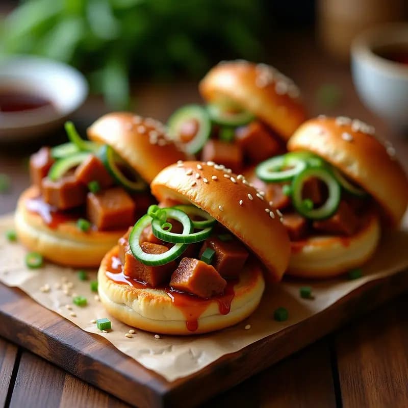 Buns de Char Siu Vegano con Salsa Hoisin: Receta China en Airfryer