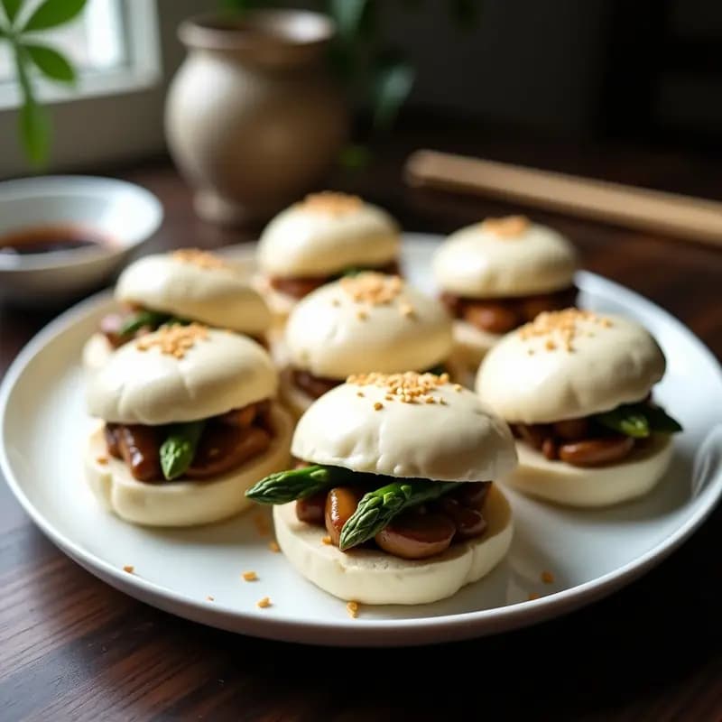 Buns Chinos al Vapor con Relleno de Setas Shiitake y Espárragos: Receta Vegana en Airfryer