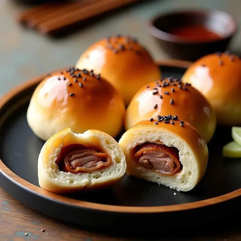 Buns Japoneses Rellenos de Cerdo al Estilo Char Siu: Receta en Airfryer