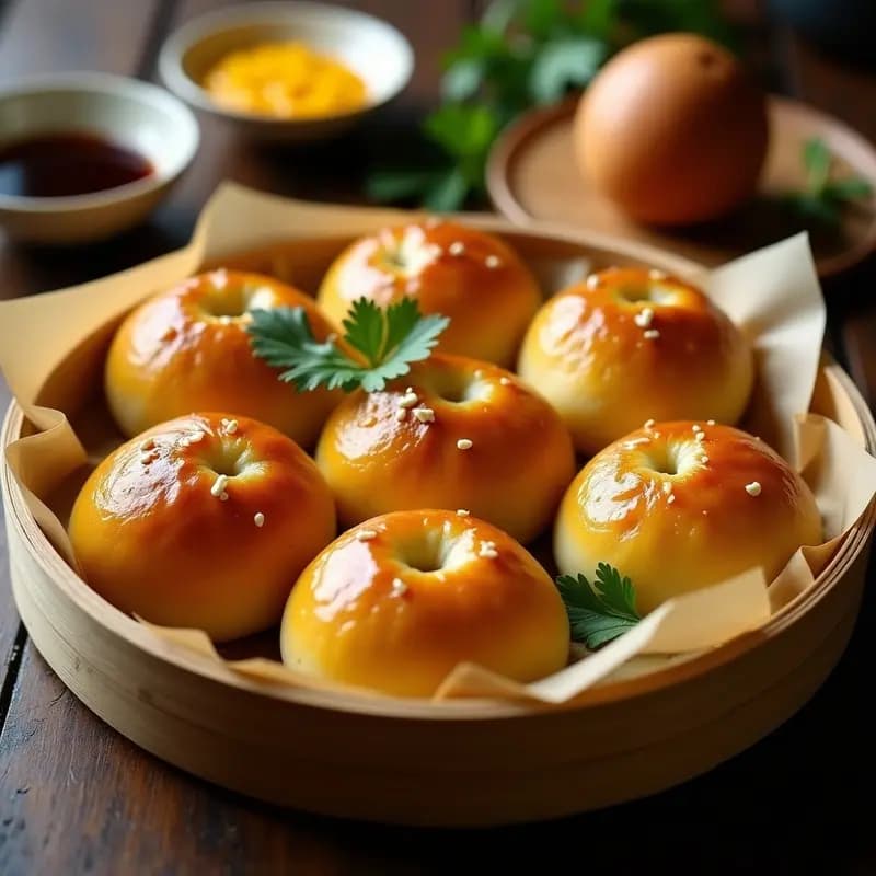 Buns de Masa de Cassava Rellenos de Pollo al Curry: Receta Asiática Sin Trigo