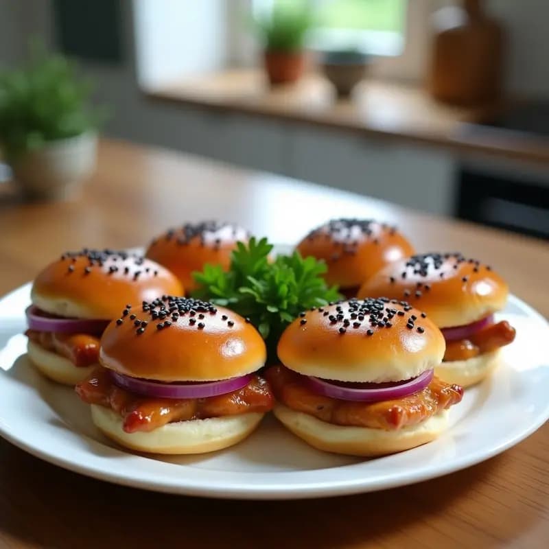 Buns de Pollo Teriyaki con Sésamo Negro: Panecillos Japoneses Jugosos en Airfryer