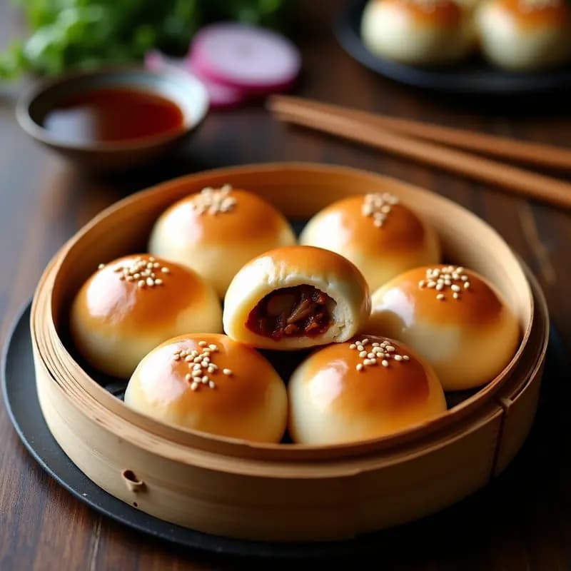 Buns al Vapor de Cerdo Char Siu: Receta China Dulce-Salada en Airfryer