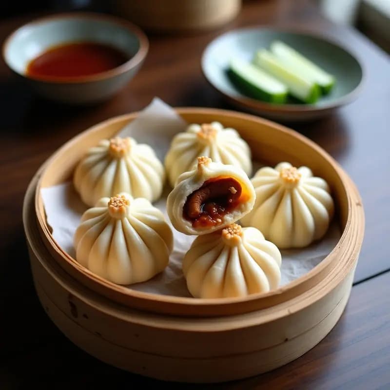 Buns al Vapor de Cerdo Char Siu: Dim Sum Chino Dulce y Salado