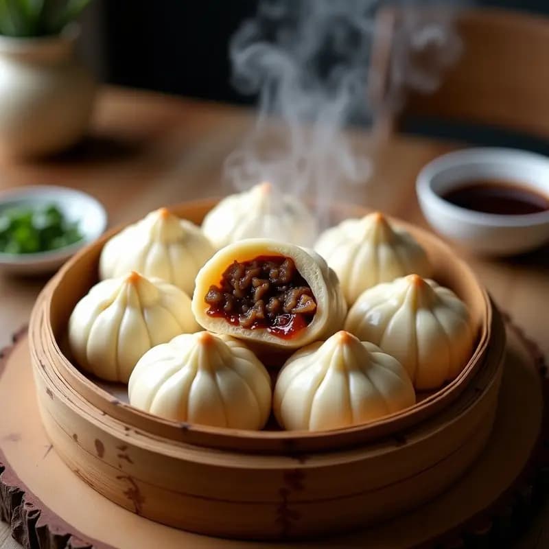 Buns de Vapor Rellenos de Carne de Cordero y Cebolla Morada: Receta China Tradicional