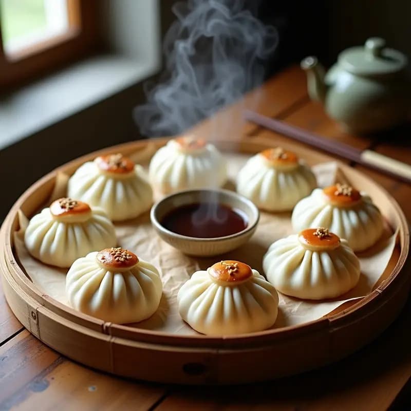 Buns de Vapor Rellenos de Hongos Shiitake: Receta China Vegana con Salsa Hoisin Casera