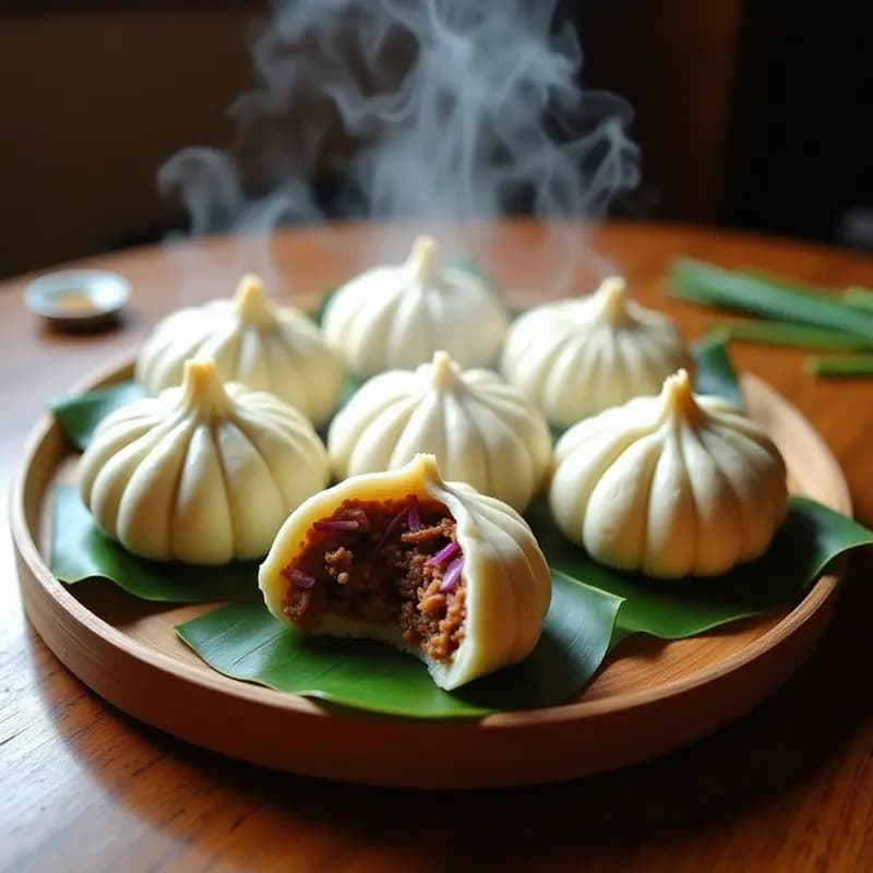 Bunsao de Cerdo Desmenuzado con Pan al Vapor: Receta China Callejera en 25 Minutos