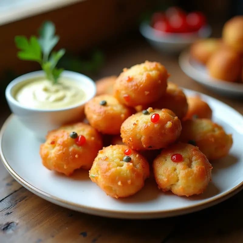 Buñuelos de bacalao con pimientos del piquillo: Aperitivo navideño crujiente
