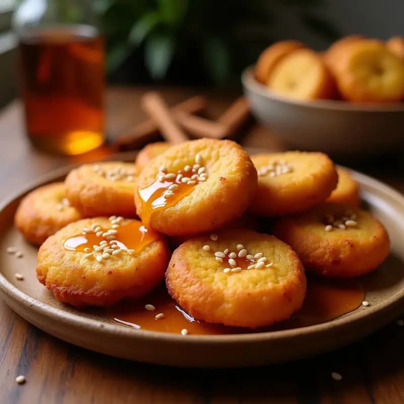 Bunuelos de Plátano Macho y Canela: Aperitivo Colombiano Frito en Airfryer con Miel de Agave