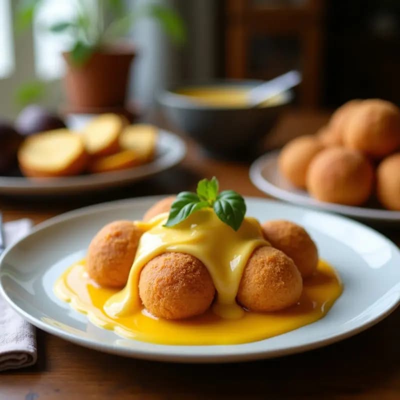 Buñuelos de Plátano y Queso de Hebra con Sirope de Guayaba: Postre Colombiano en Airfryer