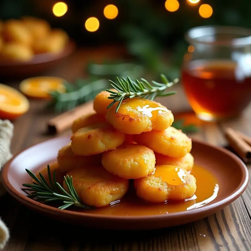 Buñuelos de Queso de Cabra y Miel de Romerito: Postre Colombiano Gluten-Free con Toque Navideño