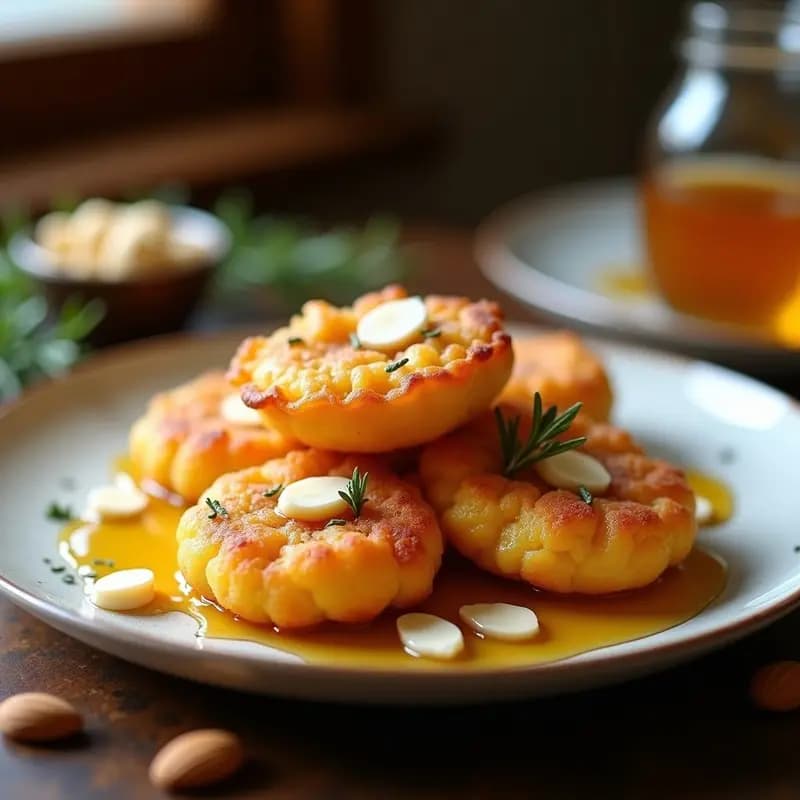 Buñuelos de Queso de Cabra y Miel: Postre Español Crujiente y Dulce-Salado