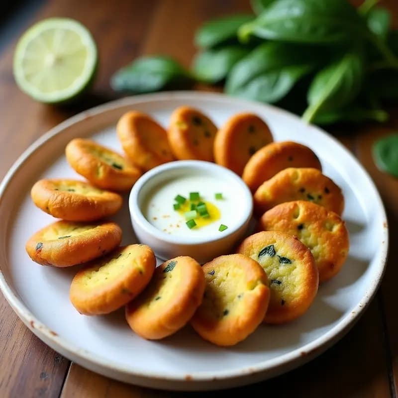 Buñuelos de Queso y Espinacas: Aperitivo Colombiano en Airfryer con Salsa de Ajo
