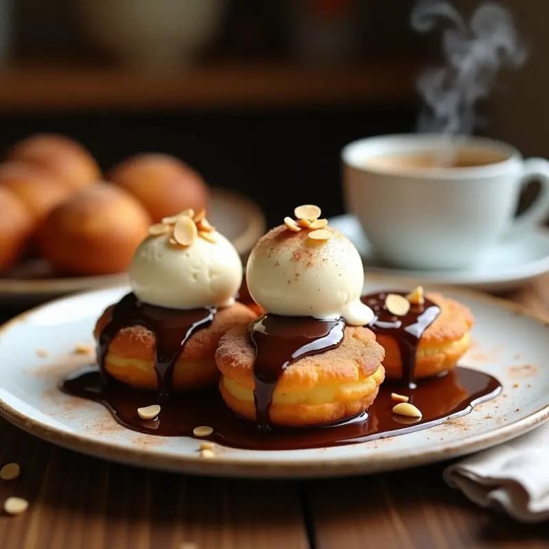 Bunuelos de Viento con Chocolate Caliente y Helado de Vainilla: Receta Venezolana de Fiesta