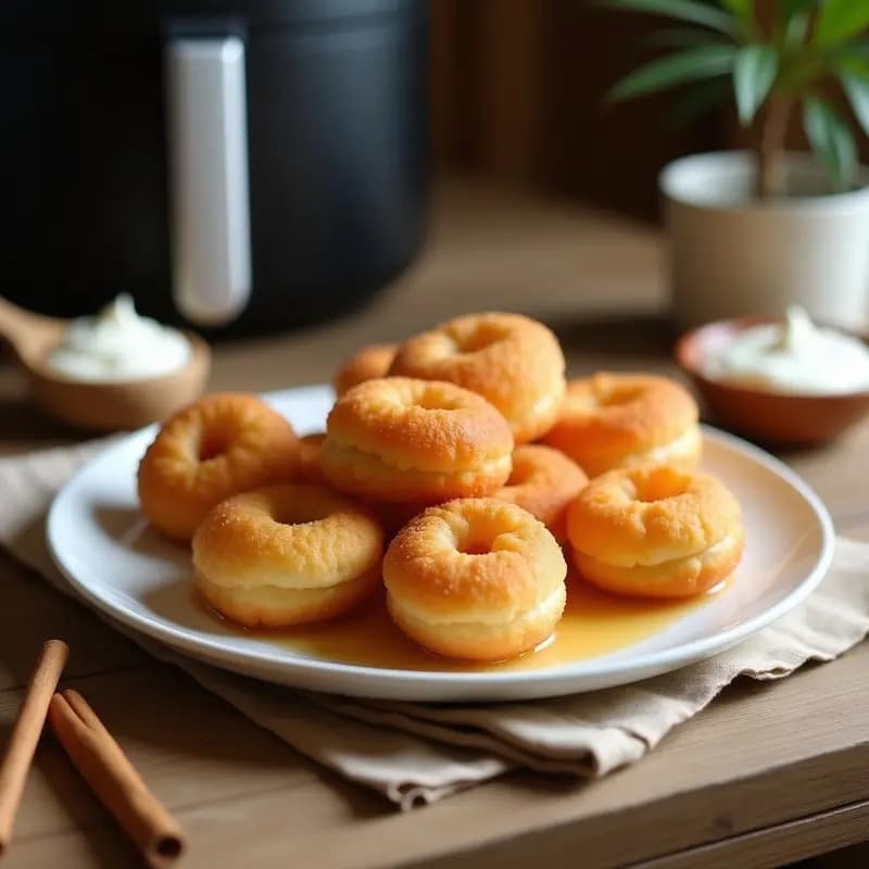 Bunuelos de Viento con Relleno de Crema de Hornazo: Postre Colombiano en Airfryer