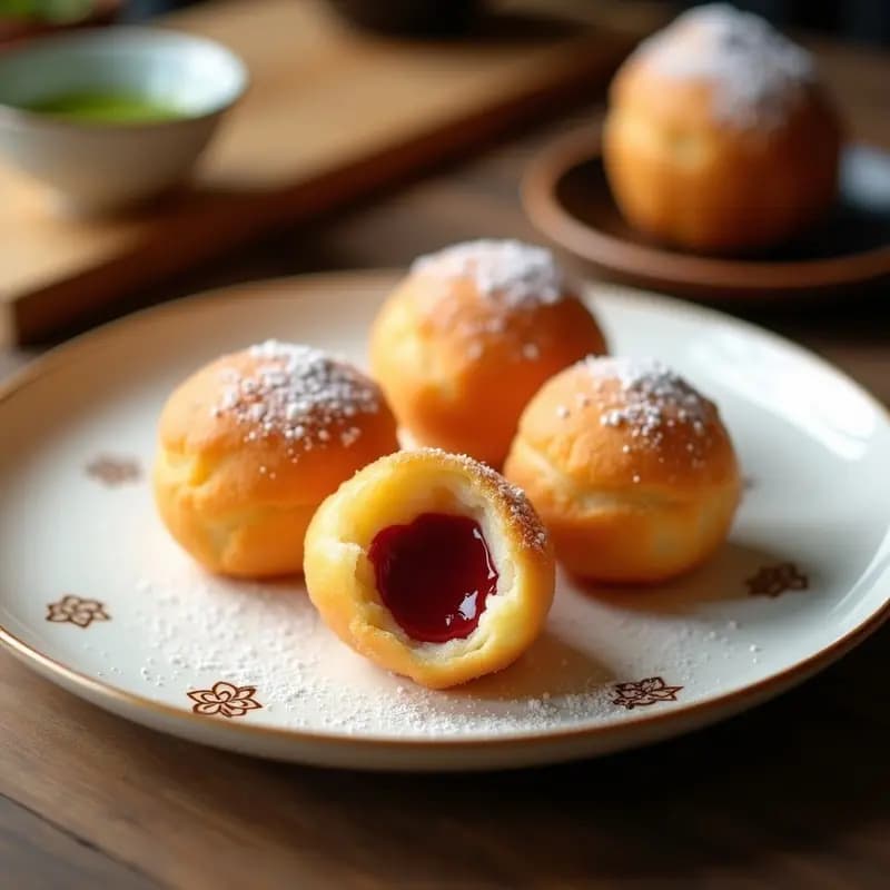 Bunuelos de Viento Japanese con Relleno de Red Bean: Postre Japonés Crujiente y Esponjoso
