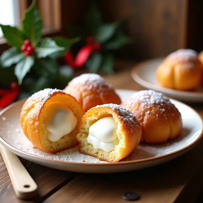 Buñuelos de Viento Rellenos de Nata: Postre Navideño Crujiente