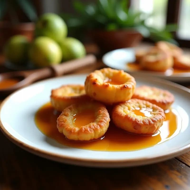 Buñuelos de Yuca con Sirope de Guayaba: Postre Colombiano Crujiente y Dulce