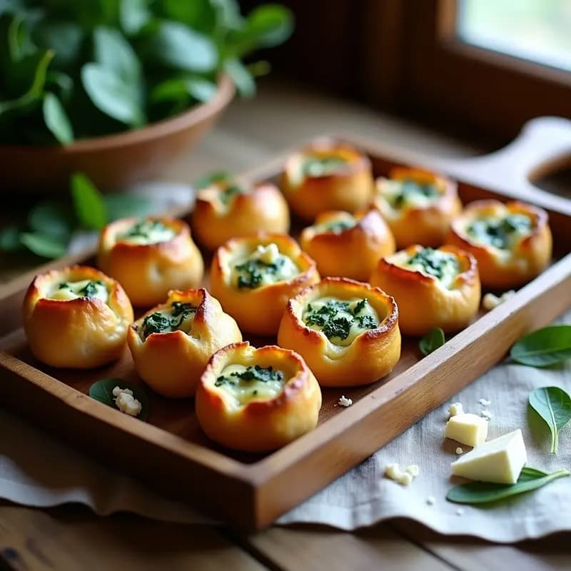 Bunyips Australianos de Espinaca y Queso Azul: Aperitivo Crujiente en Horno